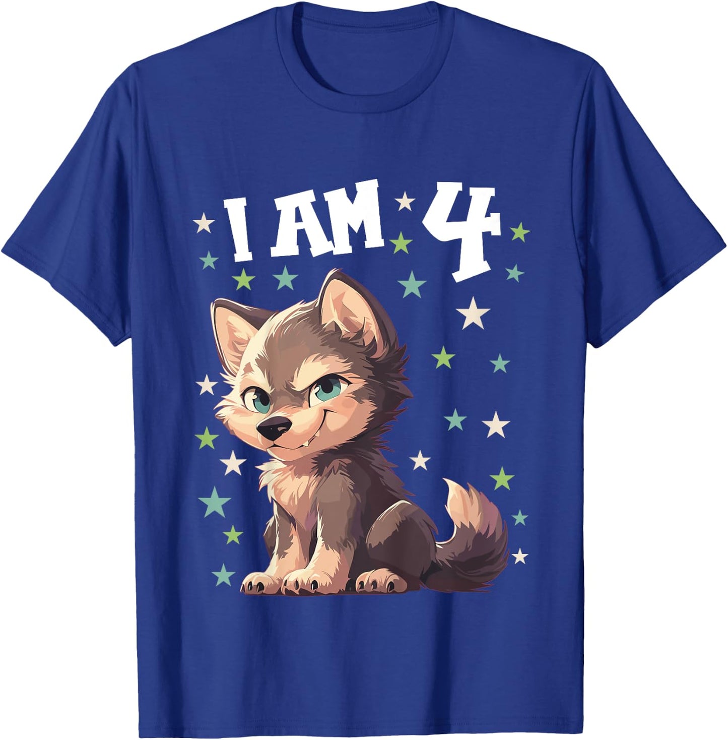 4 Years old 4 birthday Wolves Boy Girl Wolf T-Shirt - T-Shirt | Royal