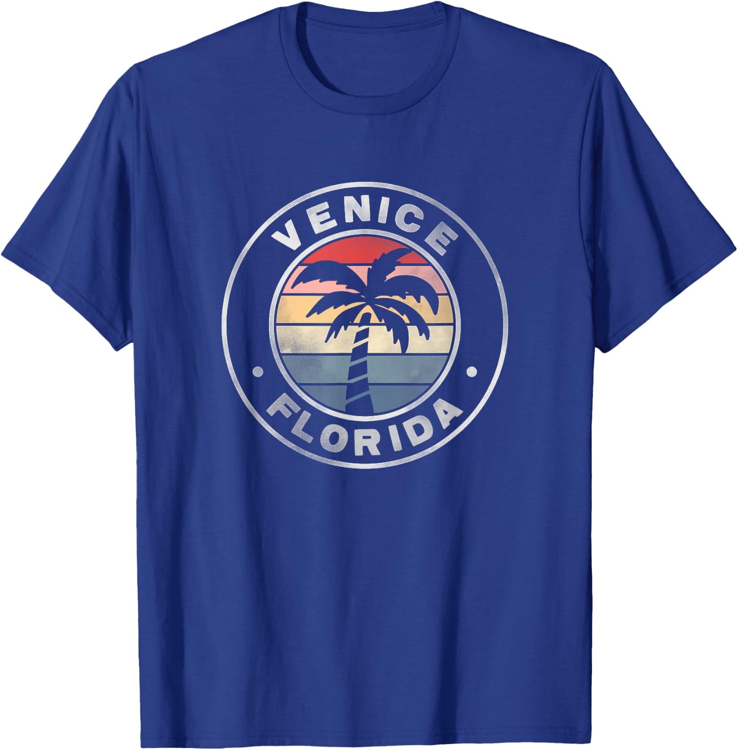 Venice Florida Sunset Palm Trees Beach Retro Women T-Shirt - T-Shirt | Royal