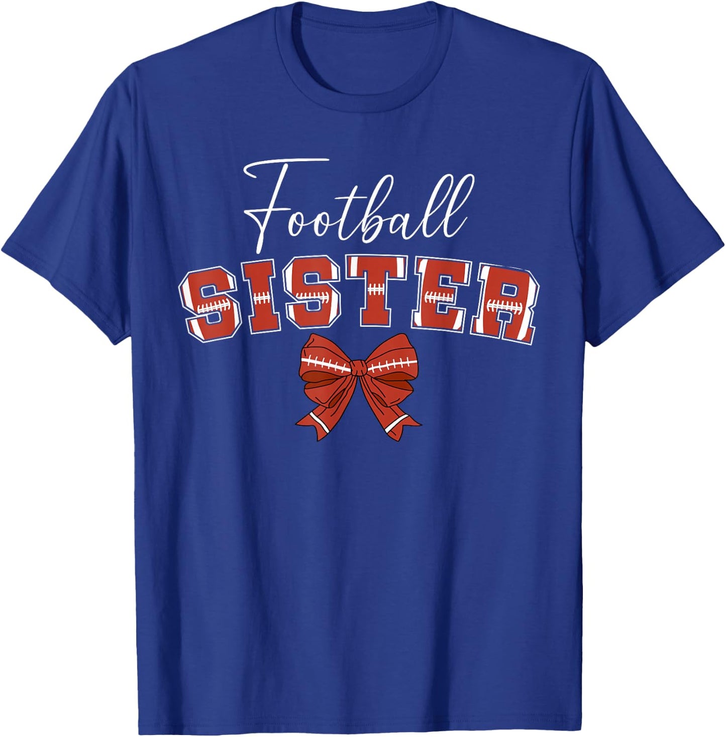 Football Sister Coquette Sister Of A Football Player T-Shirt - T-Shirt | Royal