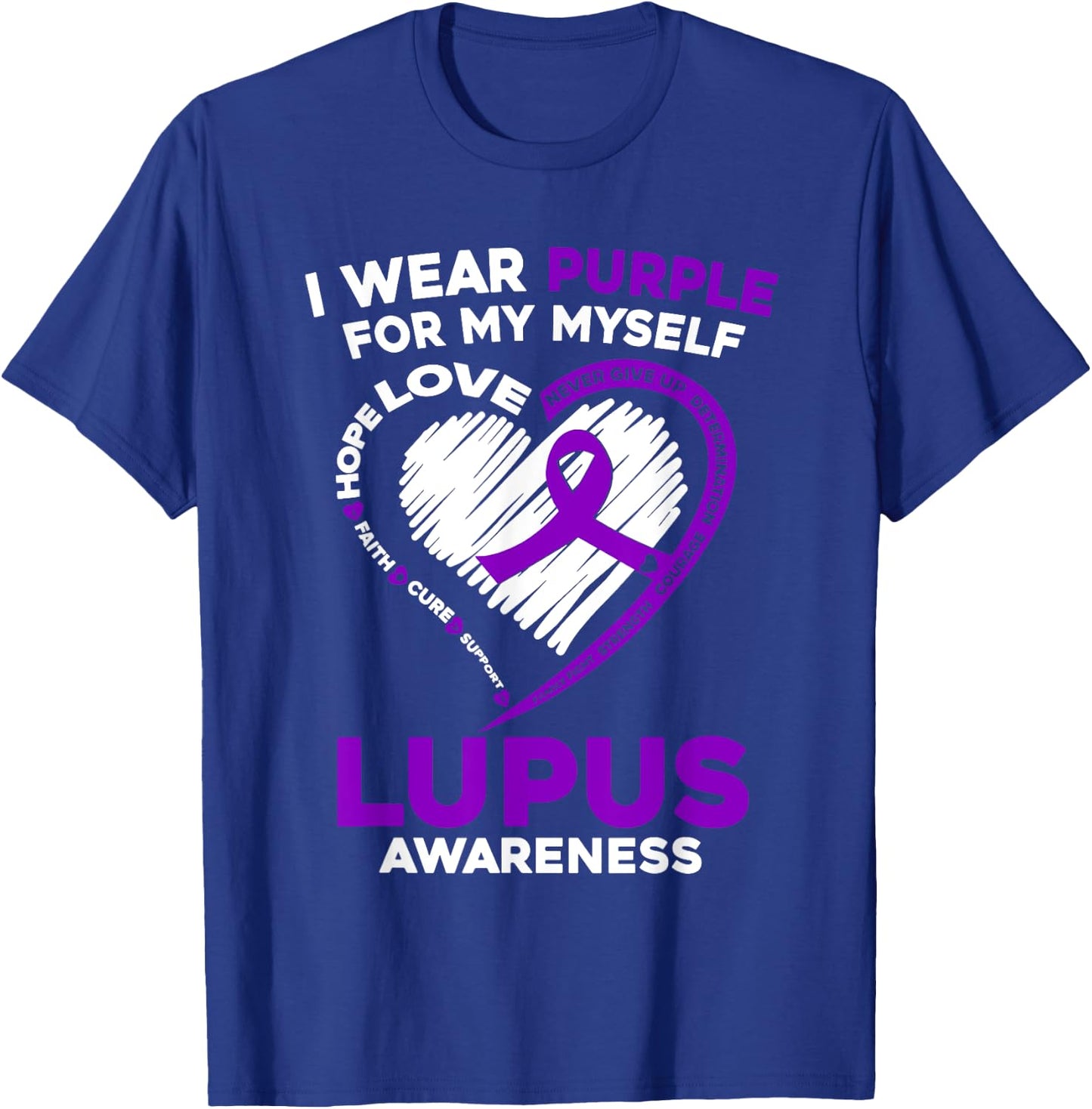 I Wear Purple For Myself Lupus Awareness Purple Ribbon T-Shirt - T-Shirt | Royal