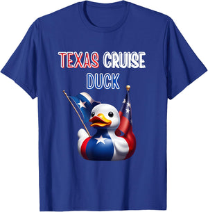 Texas Cruise Duck Red White Blue Star Flag Proud Costume T-Shirt - T-Shirt | Royal