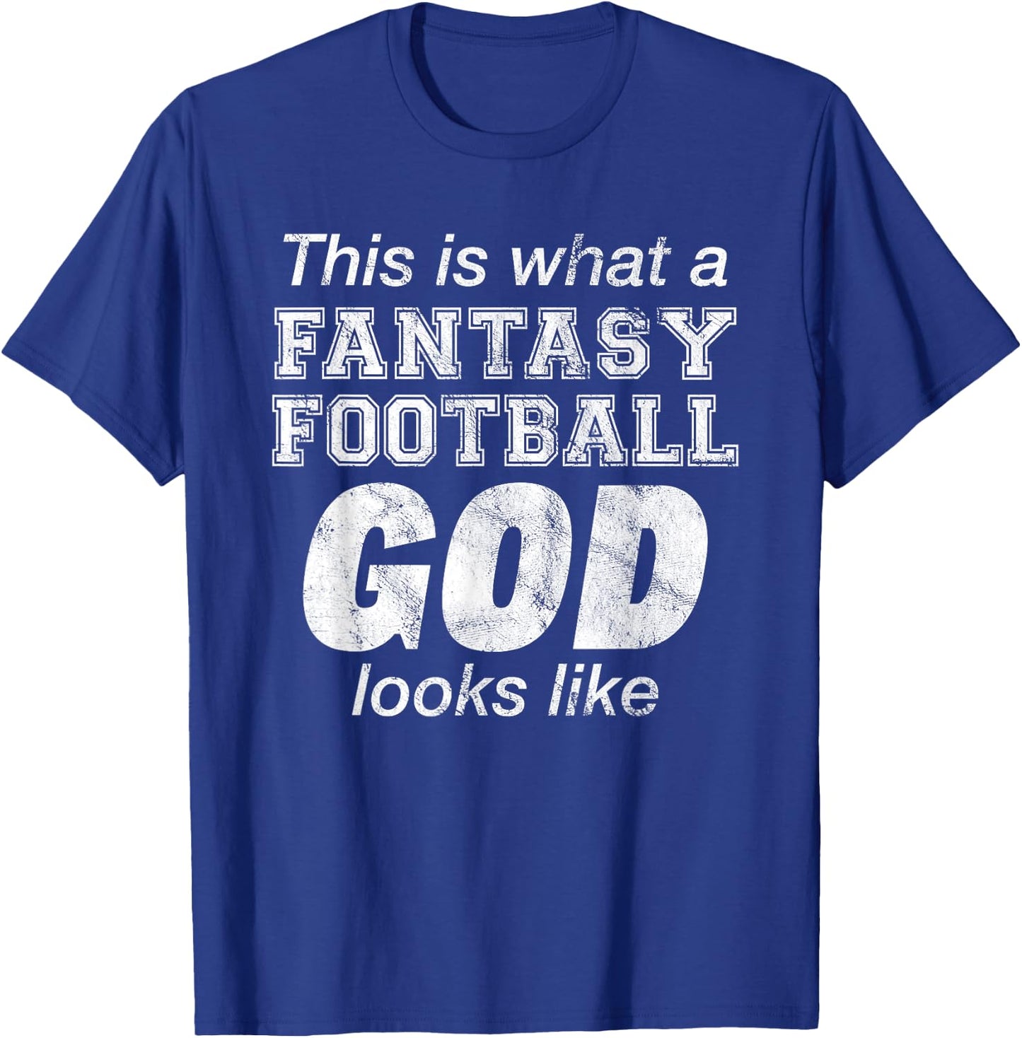 Fantasy Football God Retro Vintage Distressed T-Shirt - T-Shirt | Royal
