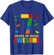 Kids 7 Year Old Birthday Boy Being Awesome Building Bricks 7th T-Shirt - T-Shirt | Royal