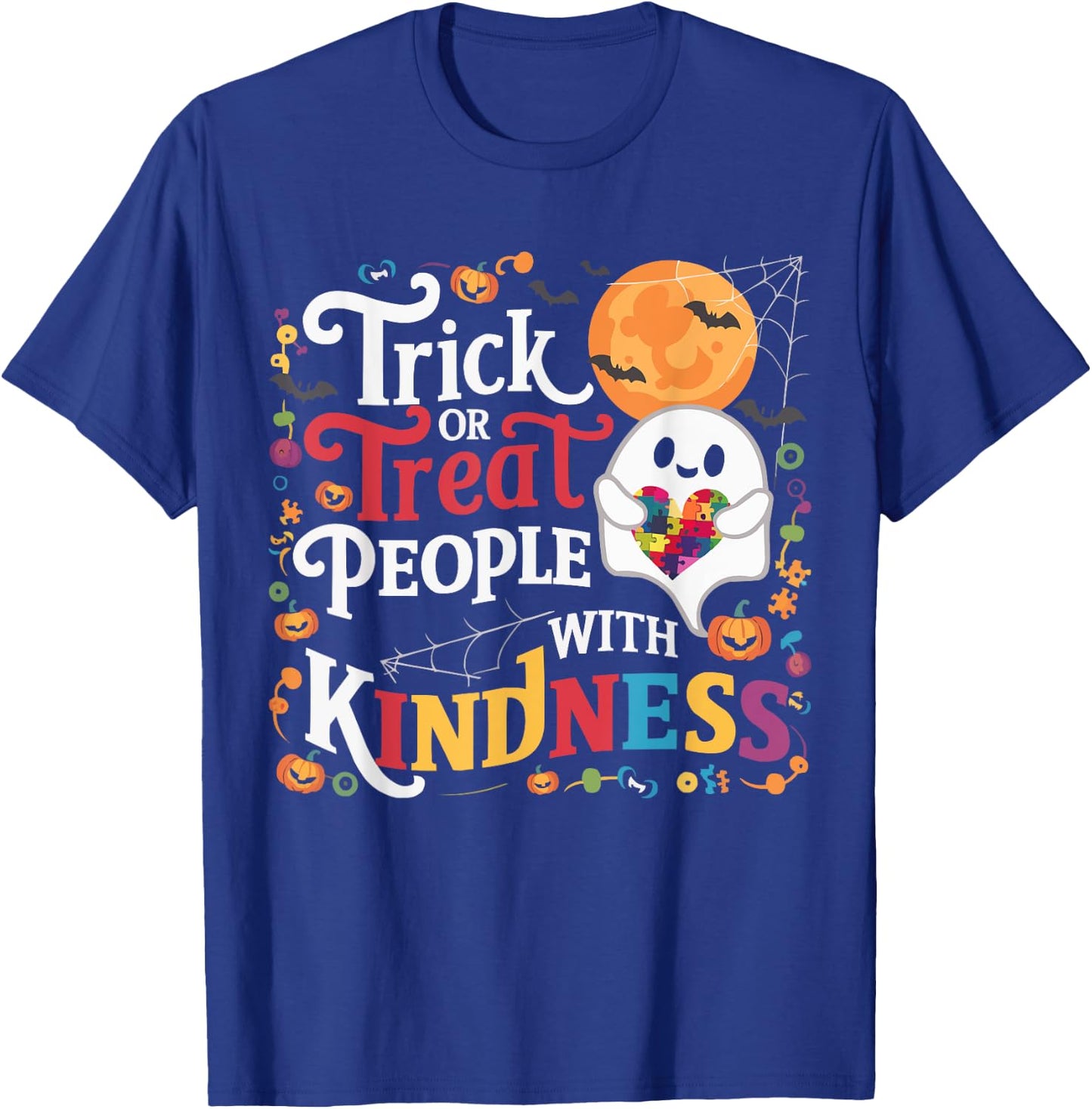 Support Autism Halloween Spooky Autistic Trick Or Treat T-Shirt - T-Shirt | Royal