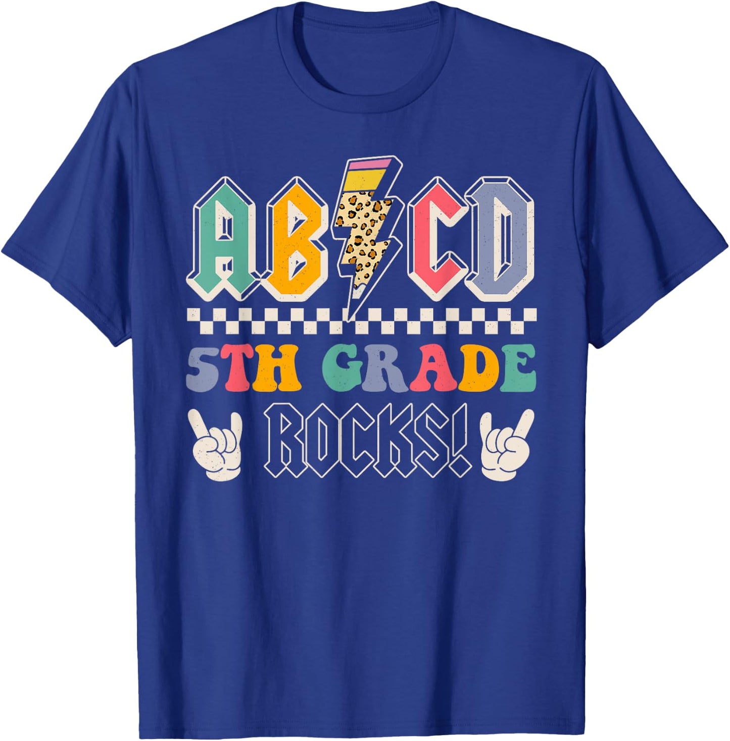 ABCD 5th Grade Rocks Back To School Fifth Grade Teacher Kids T-Shirt - T-Shirt | Royal
