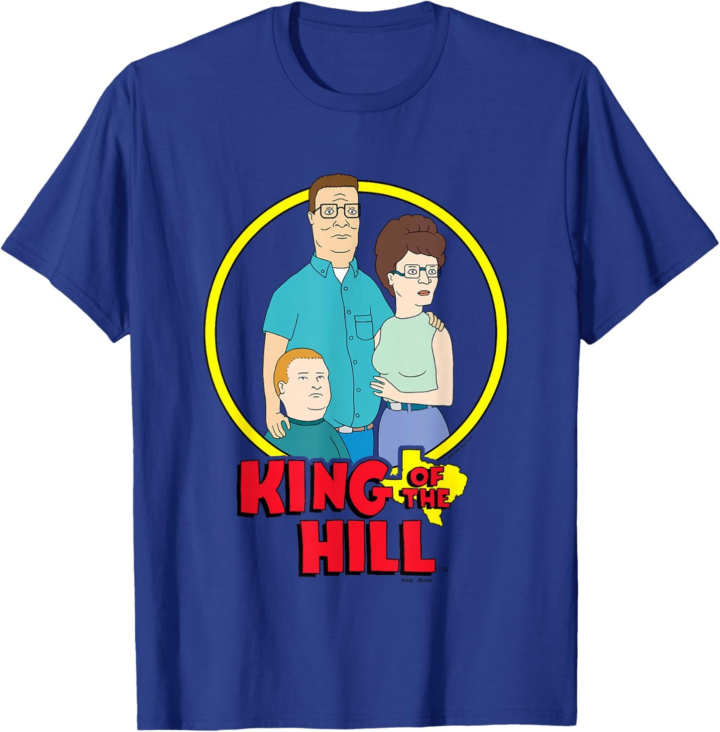 King Of The Hill Iconic Hill Family Group Shot Chest Poster T-Shirt - T-Shirt | Royal