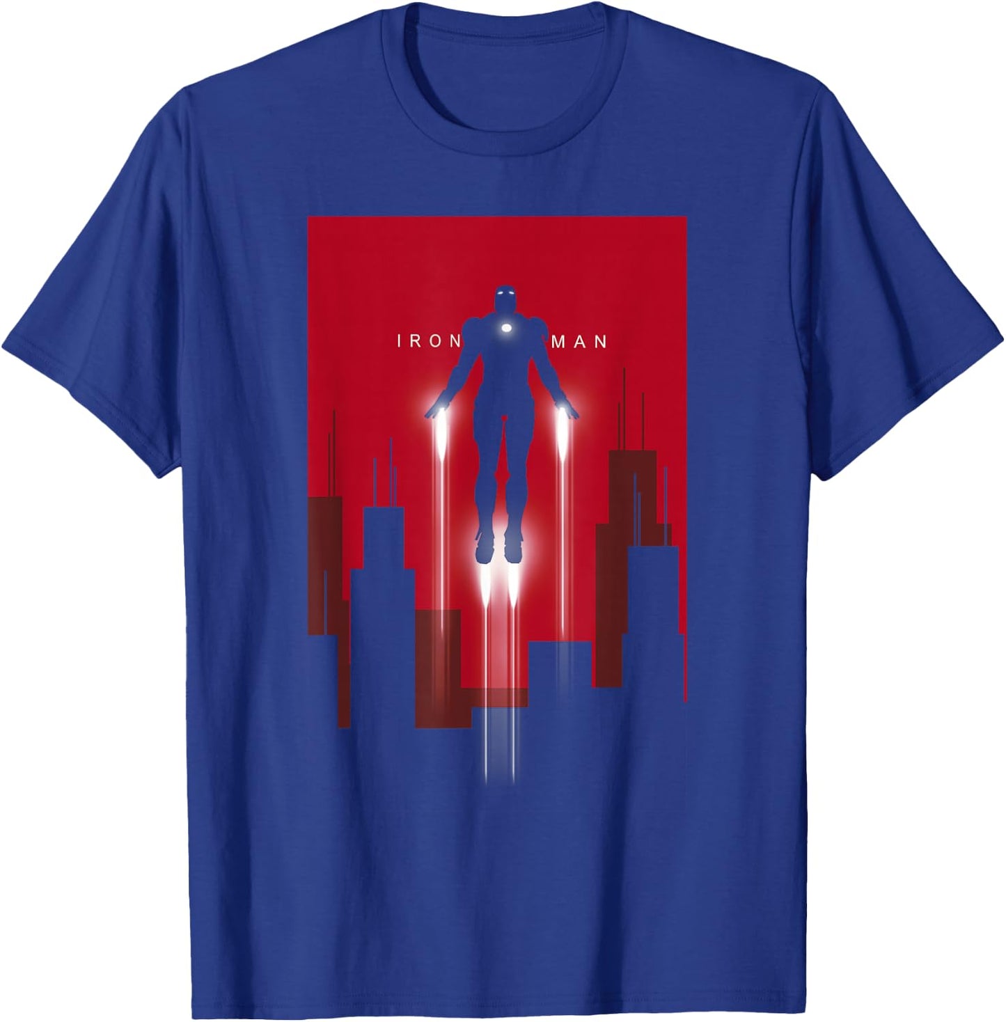 Marvel Avengers Classic Iron Man Flight Silhouette Art Deco T-Shirt - T-Shirt | Royal