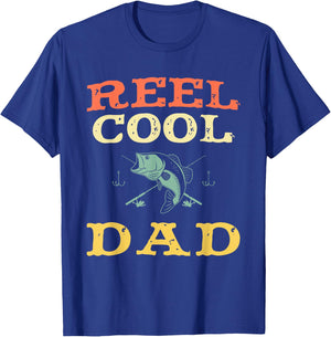 Reel Cool Dad Fishing Fisherman Funny Vintage T-Shirt - T-Shirt | Royal