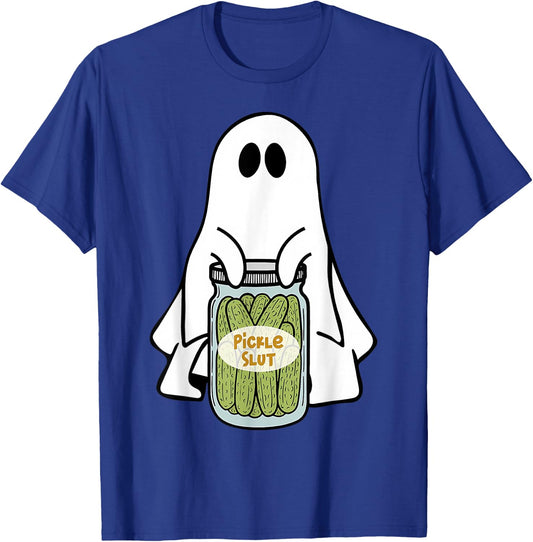 Pickle Slut Cute Ghost Vintage Canned Pickles Halloween T-Shirt - T-Shirt | Royal