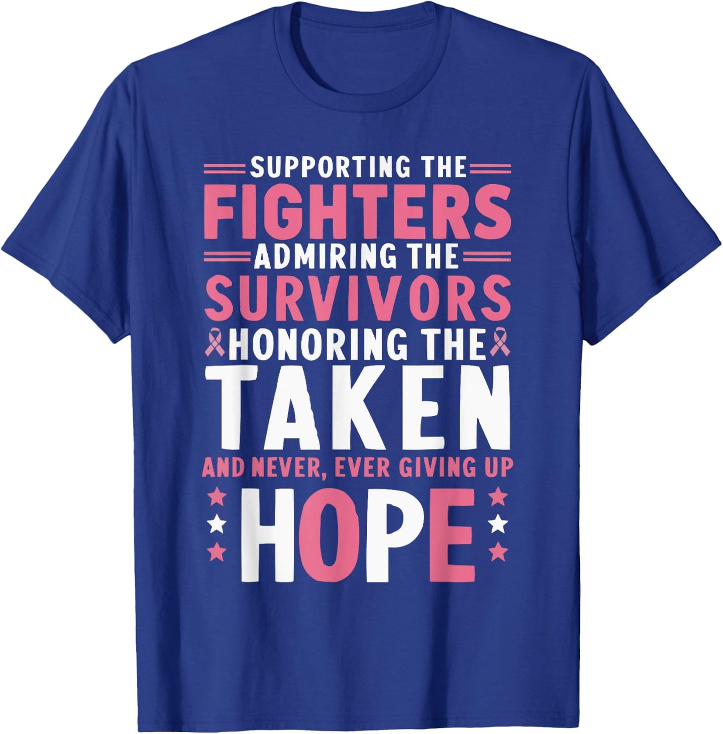 Breast Cancer Awareness Cancer Support Pink Ribbon T-Shirt - T-Shirt | Royal