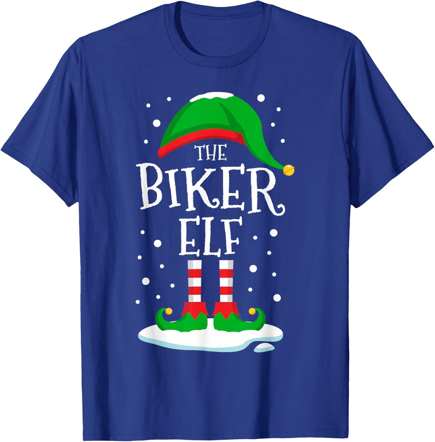 The Biker Elf Christmas Family Matching Xmas Bike Funny T-Shirt - T-Shirt | Royal