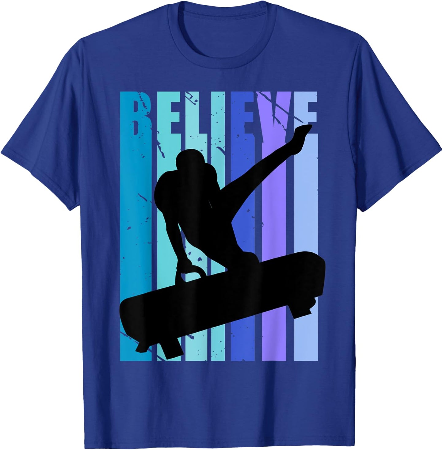 Believe Retro Gymnastics Pommel Horse Gymnasts Coach T-Shirt - T-Shirt | Royal