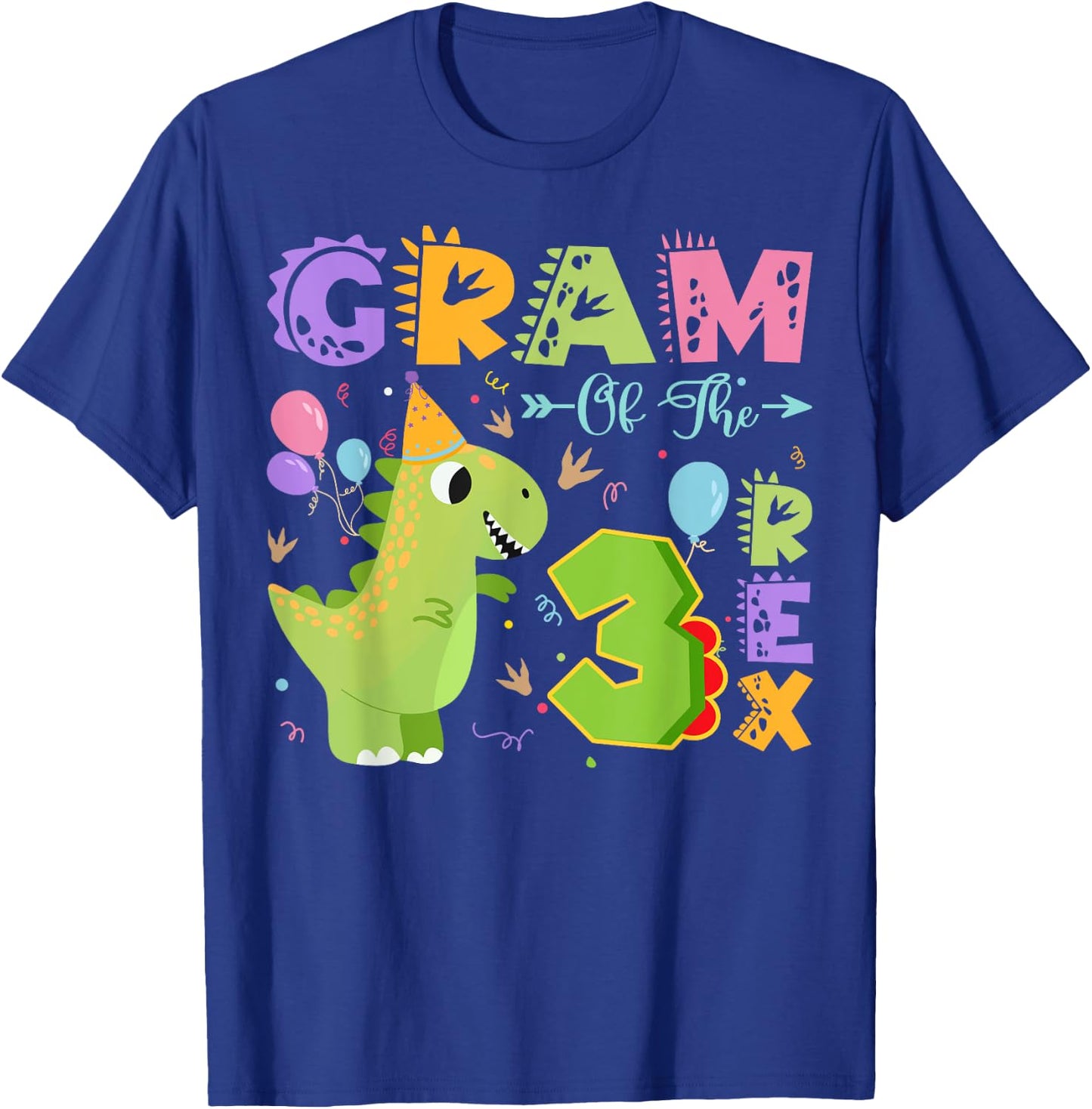 Gram Of The Three Rex 3Rd Birthday Dinosaur Party T-Shirt - T-Shirt | Royal
