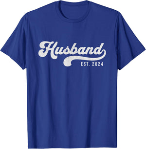 Husband Est. 2024 Married Couple Vintage Matching Wedding T-Shirt - T-Shirt | Royal