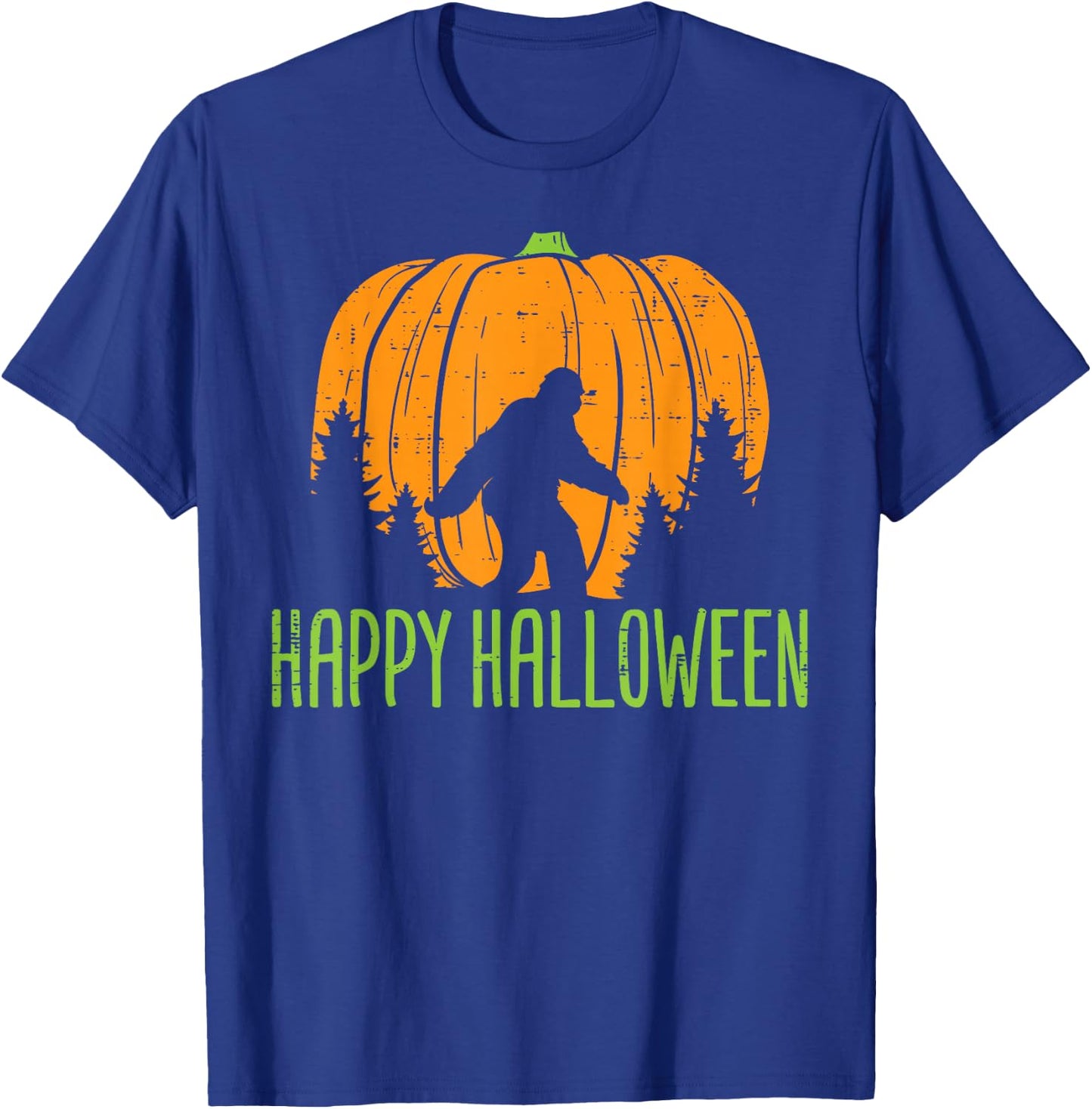 Happy Halloween Bigfoot Pumpkin Sasquatch Men Women Kids T-Shirt - T-Shirt | Royal