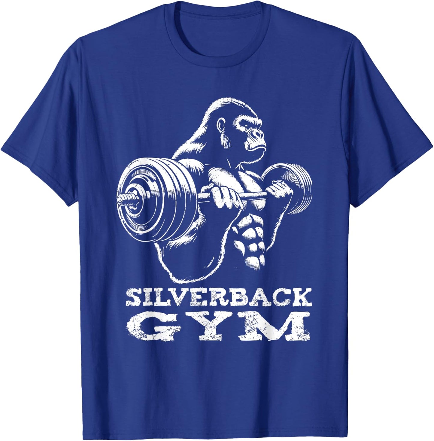 Silverback Gym Gorilla Weightlifting Workout Fitness Grunge T-Shirt - T-Shirt | Royal
