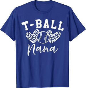 T-Ball Nana Baseball Heart Softball Nana Sport Player T-Shirt - T-Shirt | Royal
