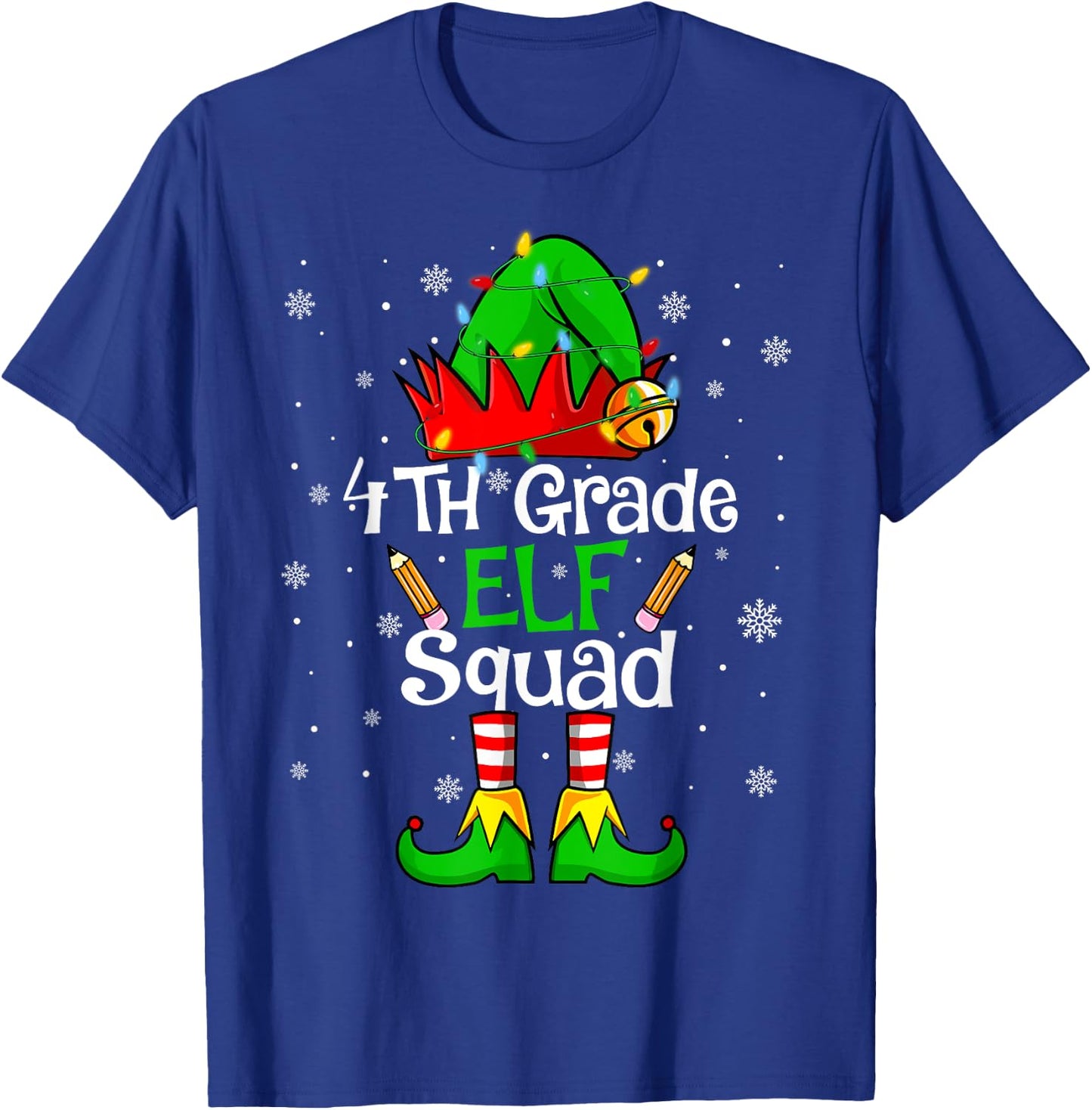 Christmas 4th Grade Elf Squad Fourth Grade Teacher Student T-Shirt - T-Shirt | Royal