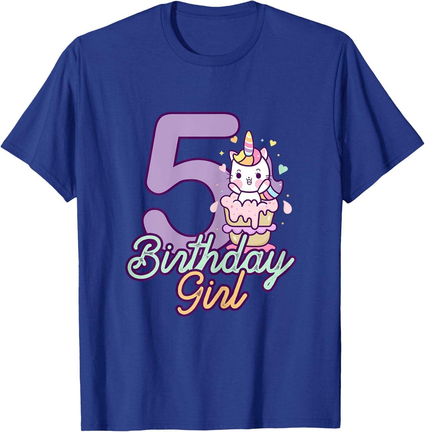 5 Years Old Birthday Girl Gifts Unicorn 5th Birthday T-Shirt - T-Shirt | Royal
