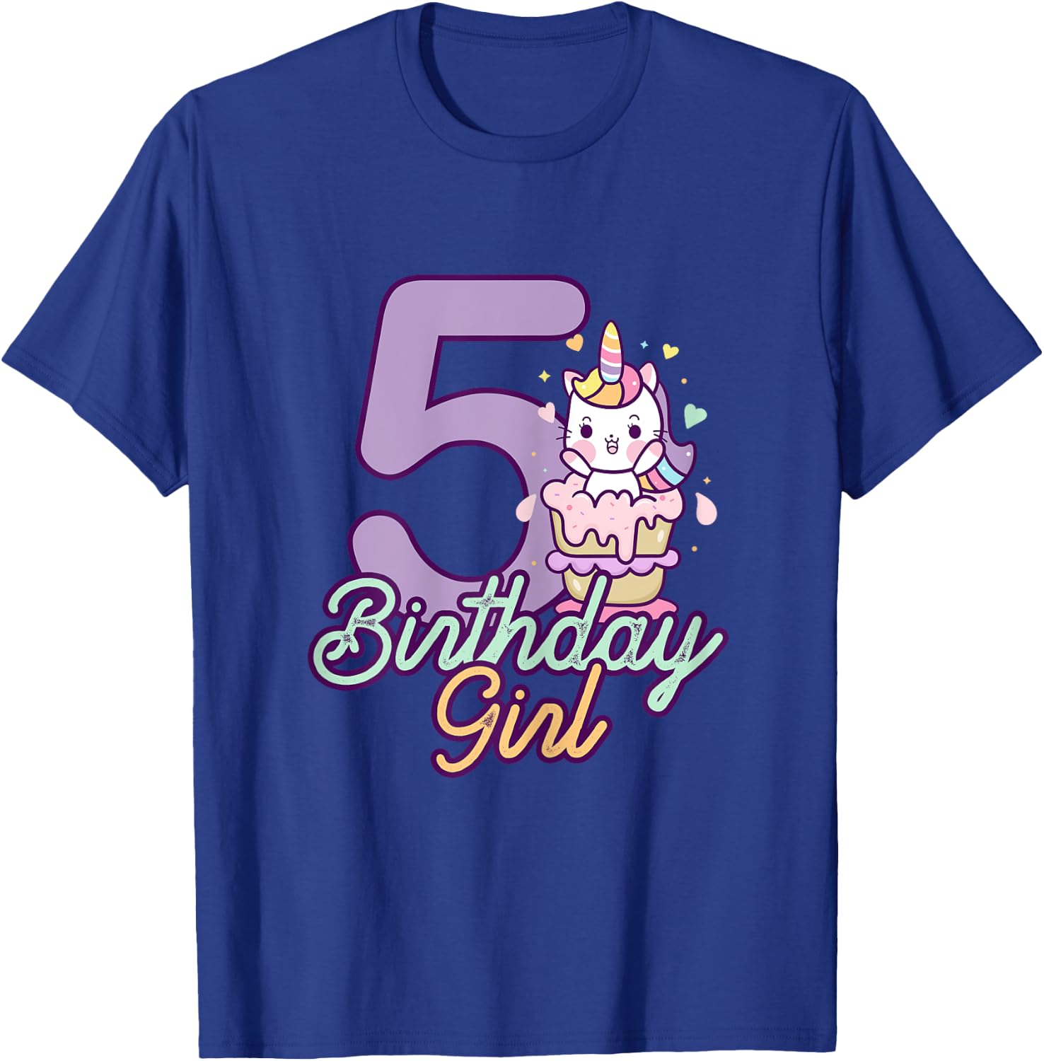 5 Years Old Birthday Girl Gifts Unicorn 5th Birthday T-Shirt - T-Shirt | Royal