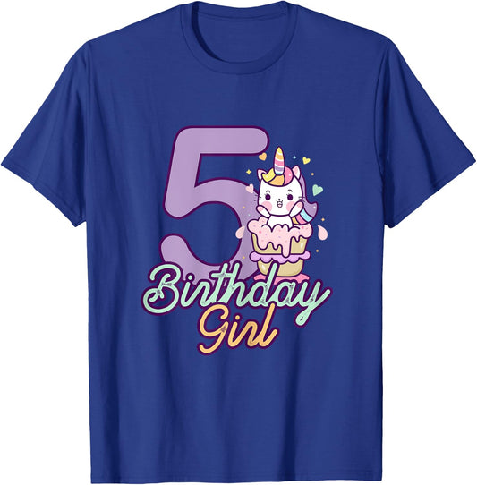5 Years Old Birthday Girl Gifts Unicorn 5th Birthday T-Shirt - T-Shirt | Royal