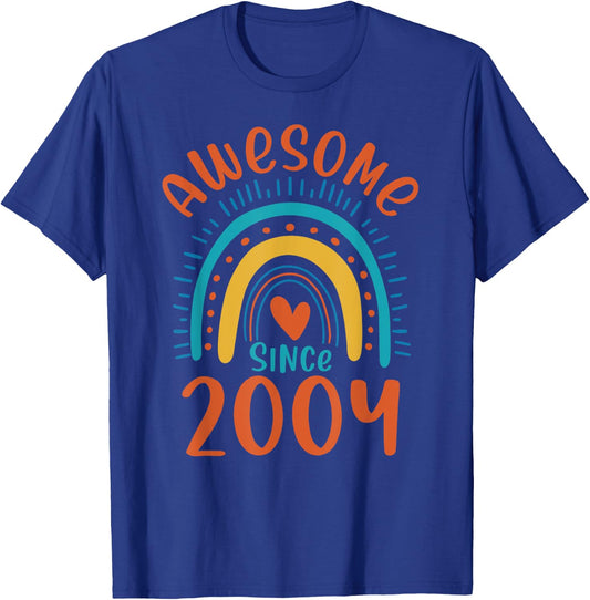 19th Birthday Rainbow Gifts Born In 2004 Awesome Since 2004 T-Shirt - T-Shirt | Royal