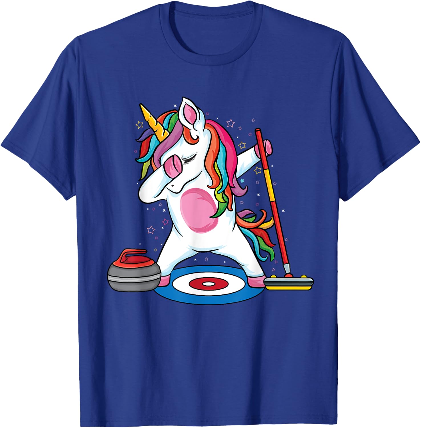 Magical Dabbing unicorn curling Player ice Sports Curling T-Shirt - T-Shirt | Royal