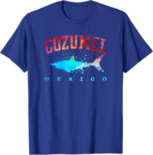 COZUMEL MEXICO Beach Vacation Great White Shark Art Vintage T-Shirt - T-Shirt | Royal