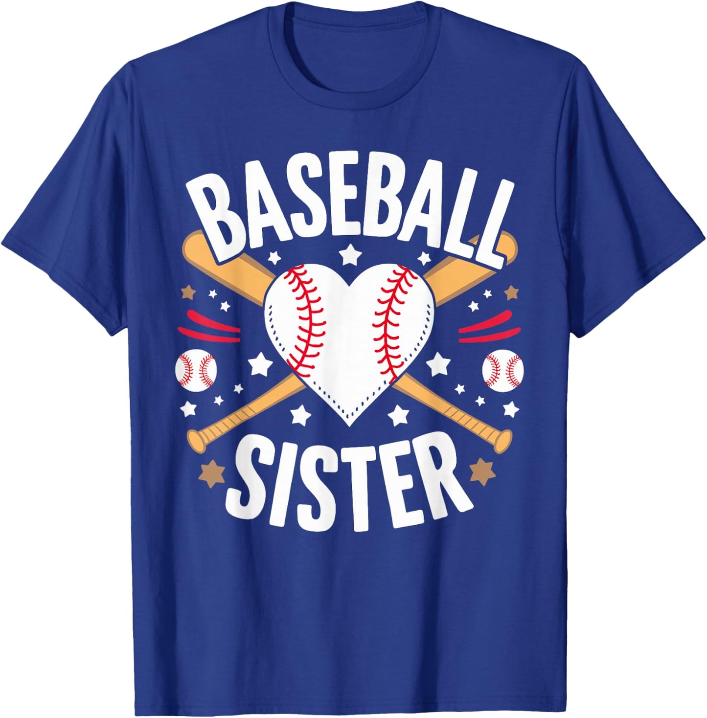 Funny Sister Baseball Sister T-Shirt - T-Shirt | Royal
