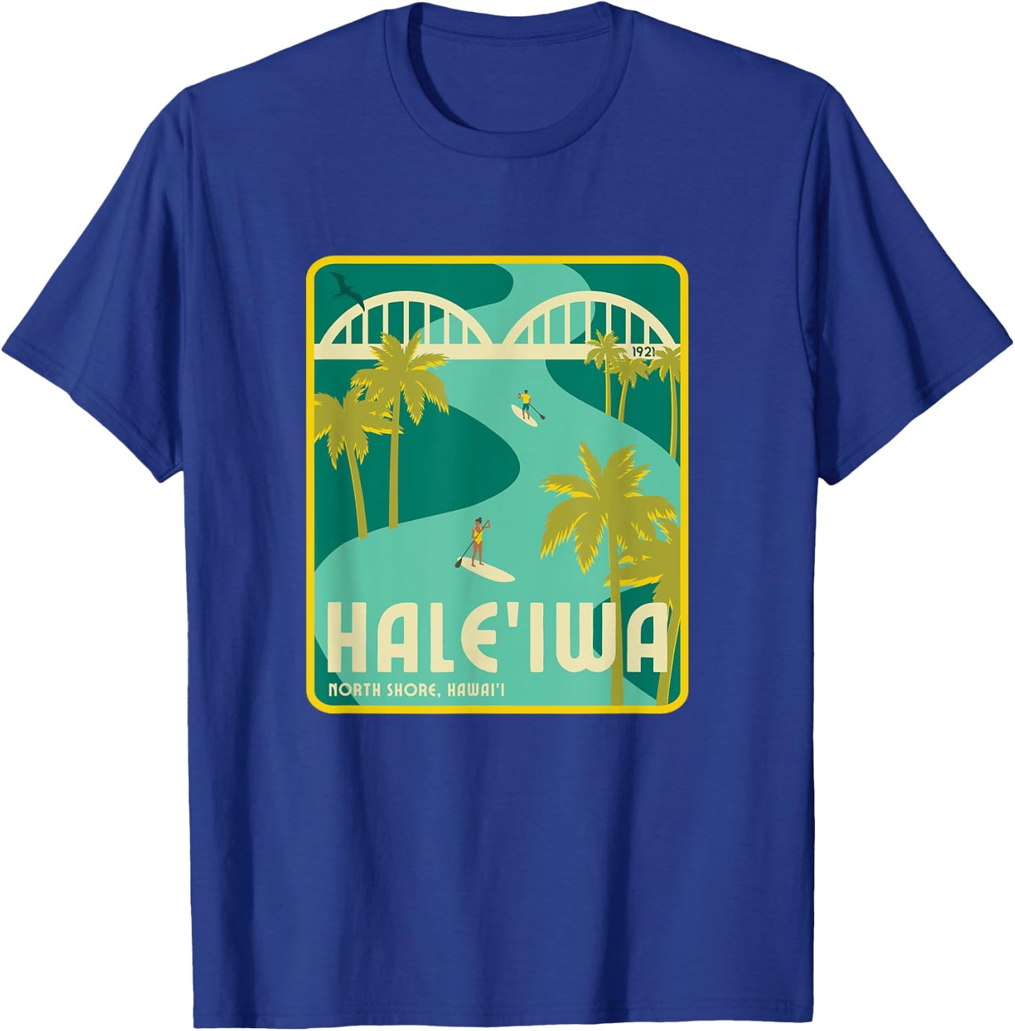 Retro Hale'iwa North Shore Hawaii T-Shirt - T-Shirt | Royal