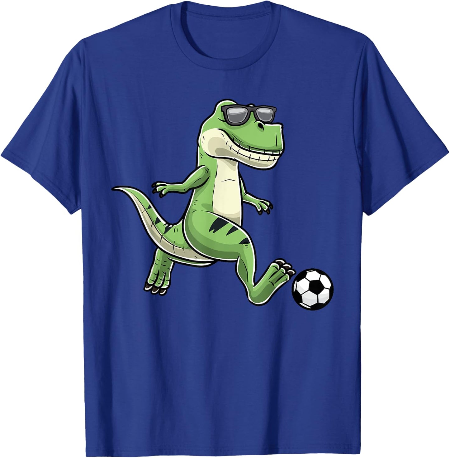 T-Rex Playing Soccer Dinosaur Soccer Player T-Shirt - T-Shirt | Royal