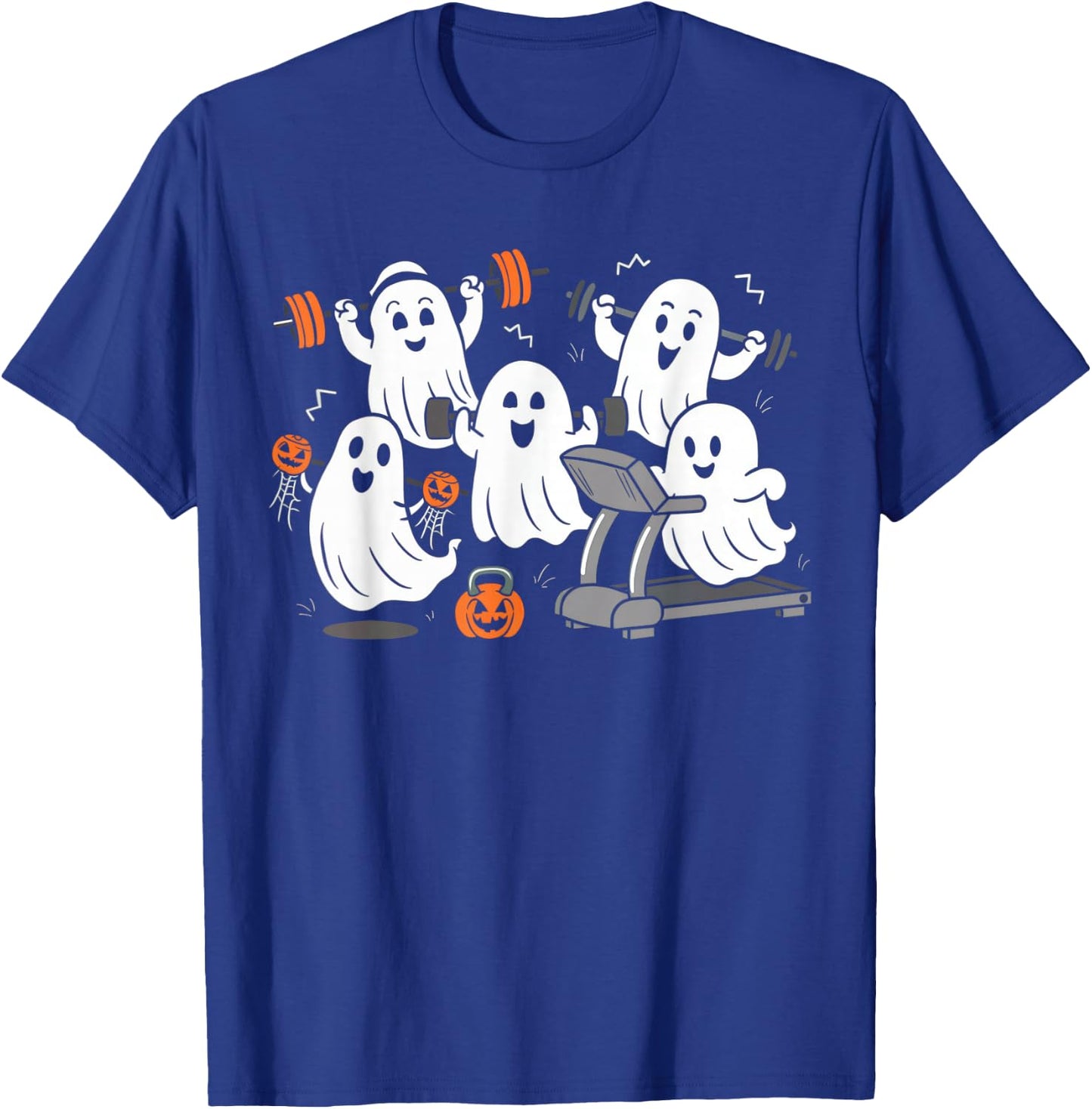 Working Out Ghost Gym Halloween Shirt Fitness Weightlifting T-Shirt - T-Shirt | Royal