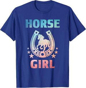 Horse Art Girls Kids Horseback Riding Equestrian T-Shirt - T-Shirt | Royal