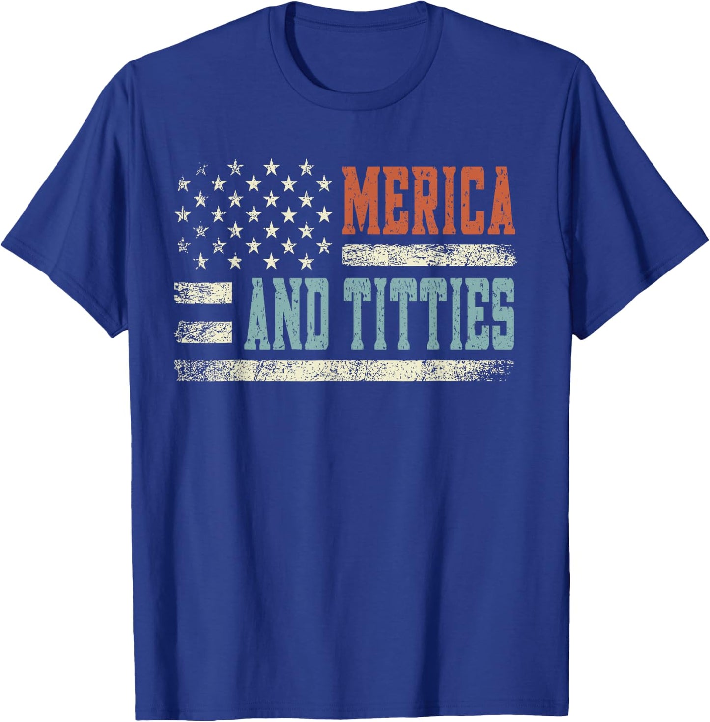Merica And Titties 4th Of July Sunglasses Us Flag Men T-Shirt - T-Shirt | Royal
