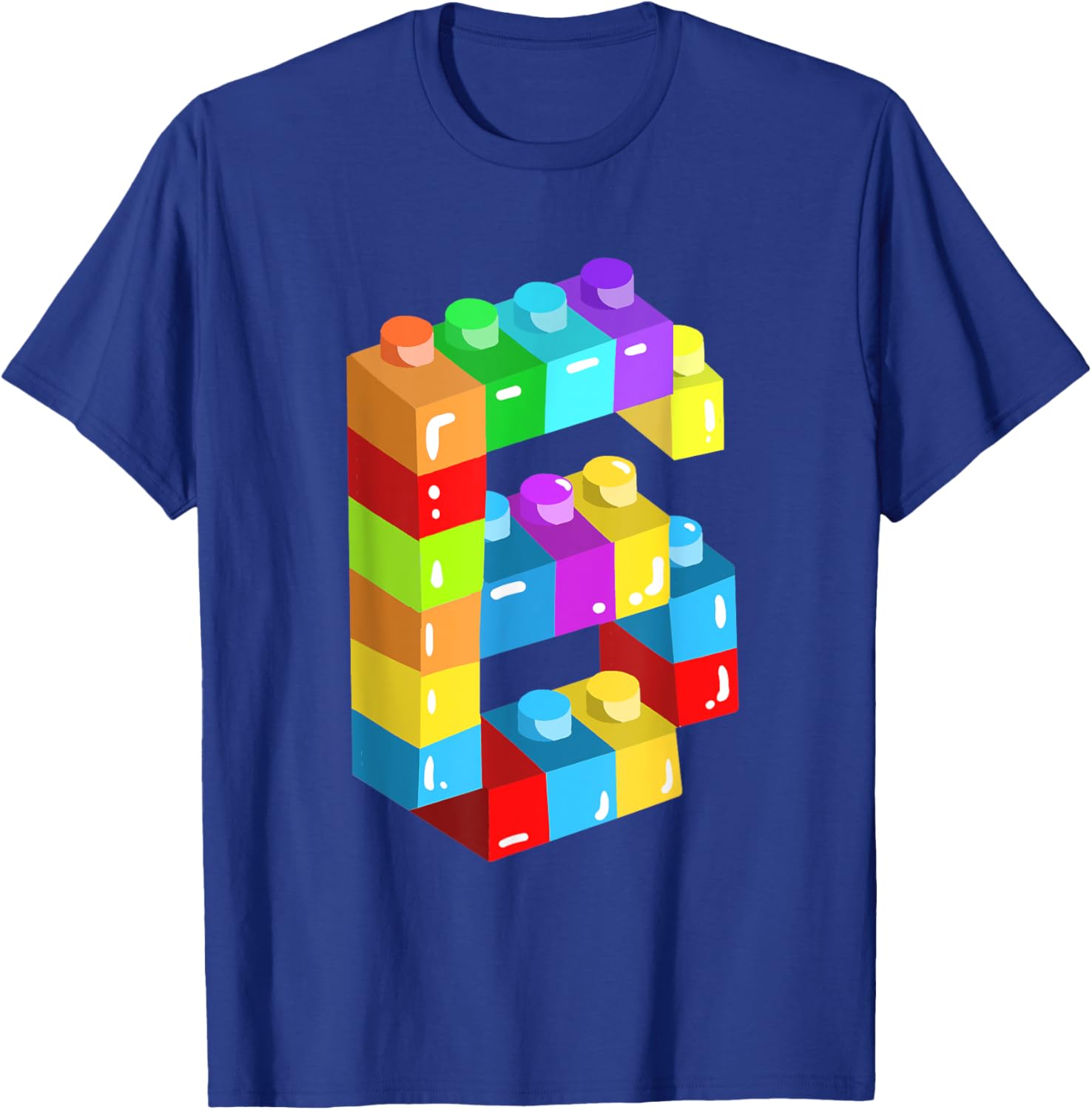 Kids Building Blocks Bricks 6 Years Old 6th Birthday Boys T-Shirt - T-Shirt | Royal