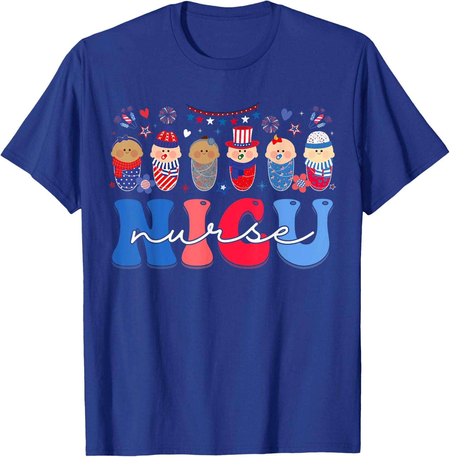 NICU Nurse Neonatal Intensive Care Unit Nurse 4th Of July Men T-Shirt - T-Shirt | Royal