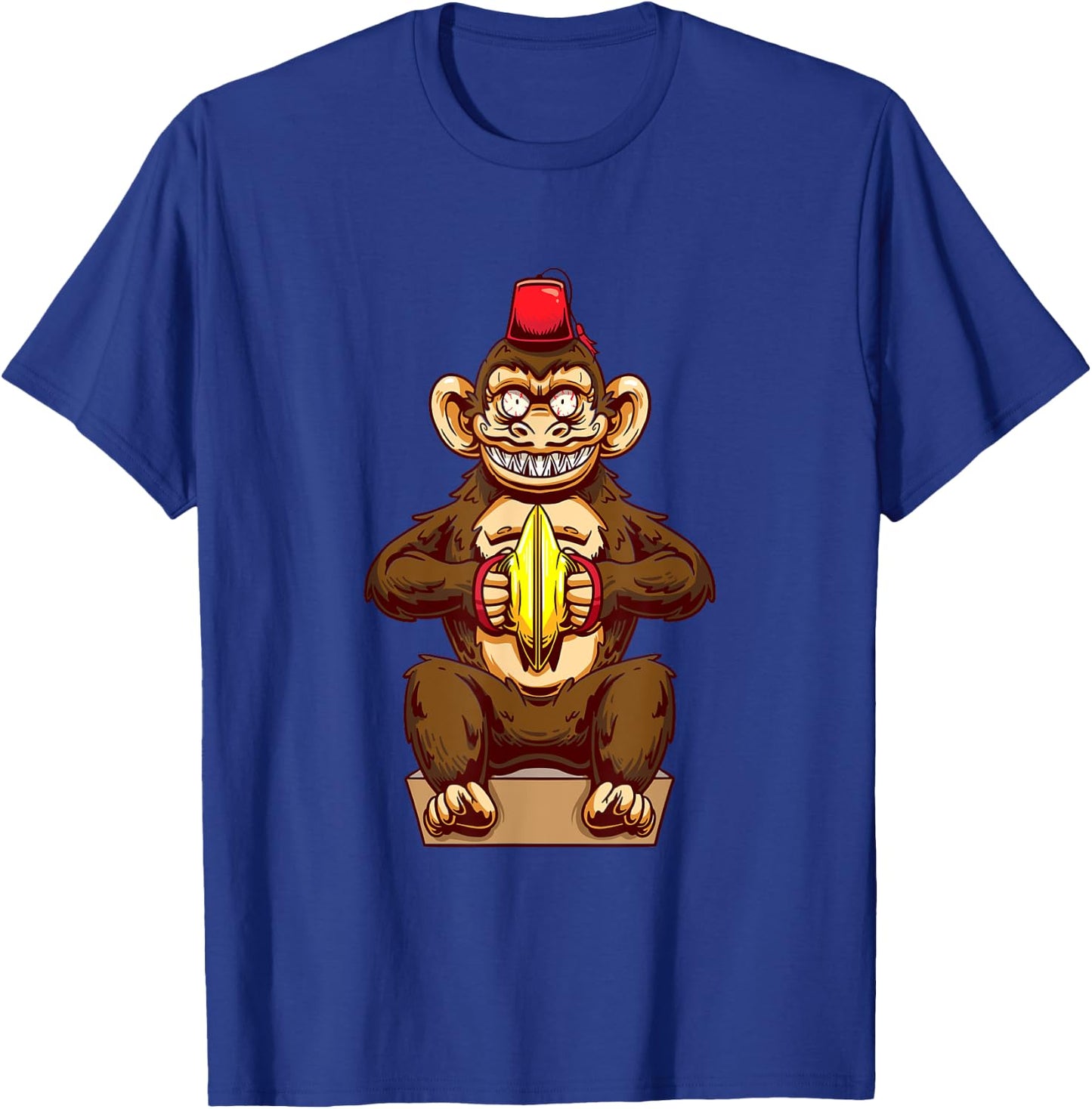 Monkey Playing Cymbals Drummer Ape Musician Marching Band T-Shirt - T-Shirt | Royal