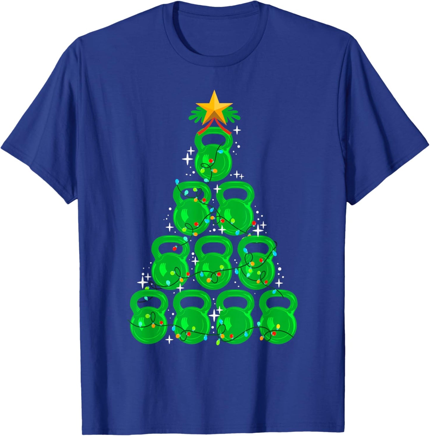 Christmas Tree Kettlebell Xmas Gym Workout Fitness Exercise T-Shirt - T-Shirt | Royal