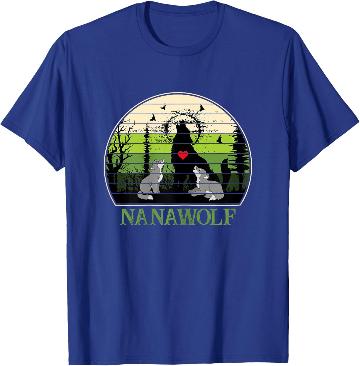 Retro Vintage Sunset Nana Wolf Mothers Day Grandma Wolf T-Shirt - T-Shirt | Royal