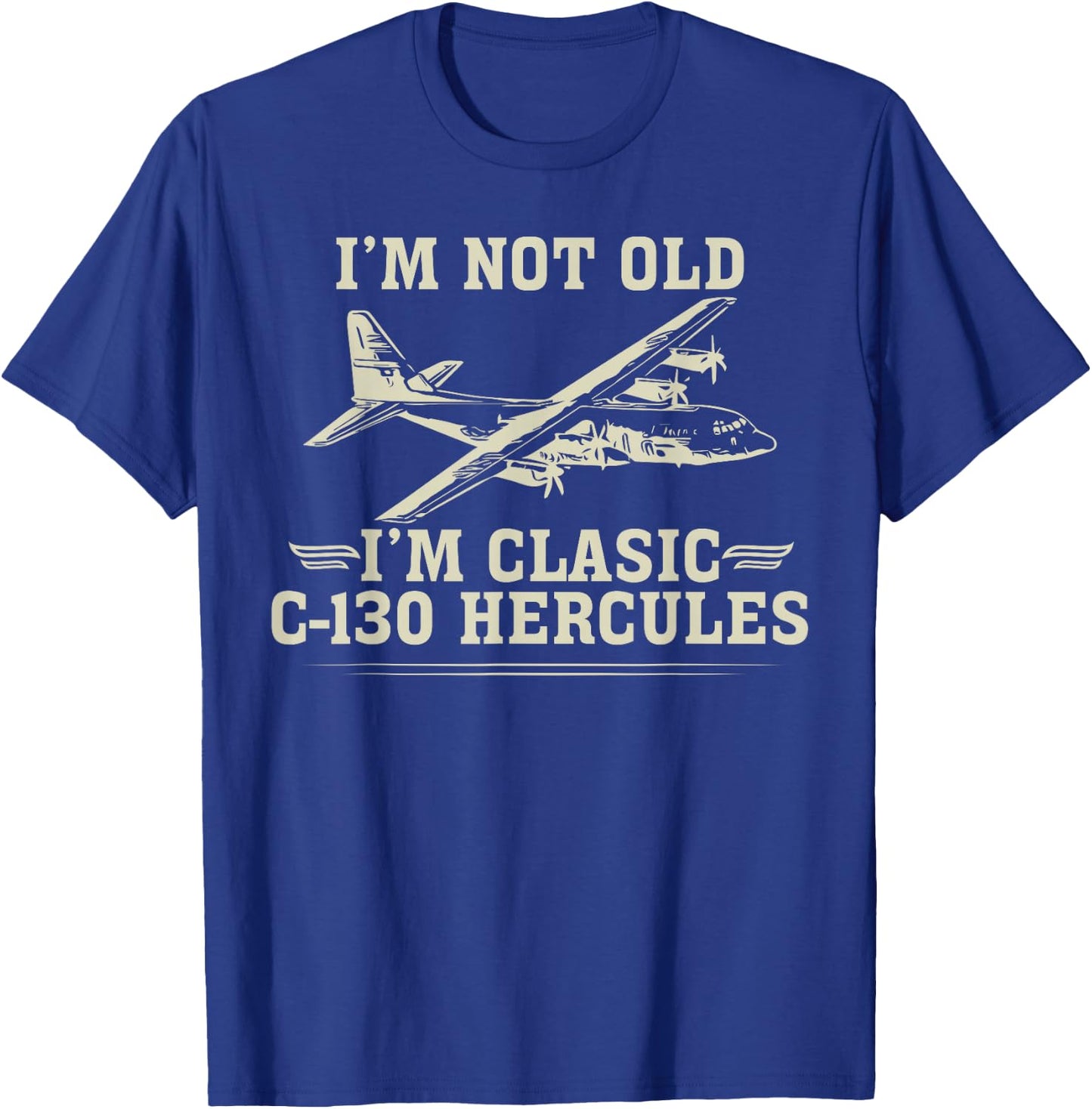 C-130 Hercules American USA Military Airplane T-Shirt - T-Shirt | Royal