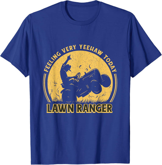 Lawn Ranger Funny Landscaping Lawn Mowing Cowboy Dad Graphic T-Shirt - T-Shirt | Royal