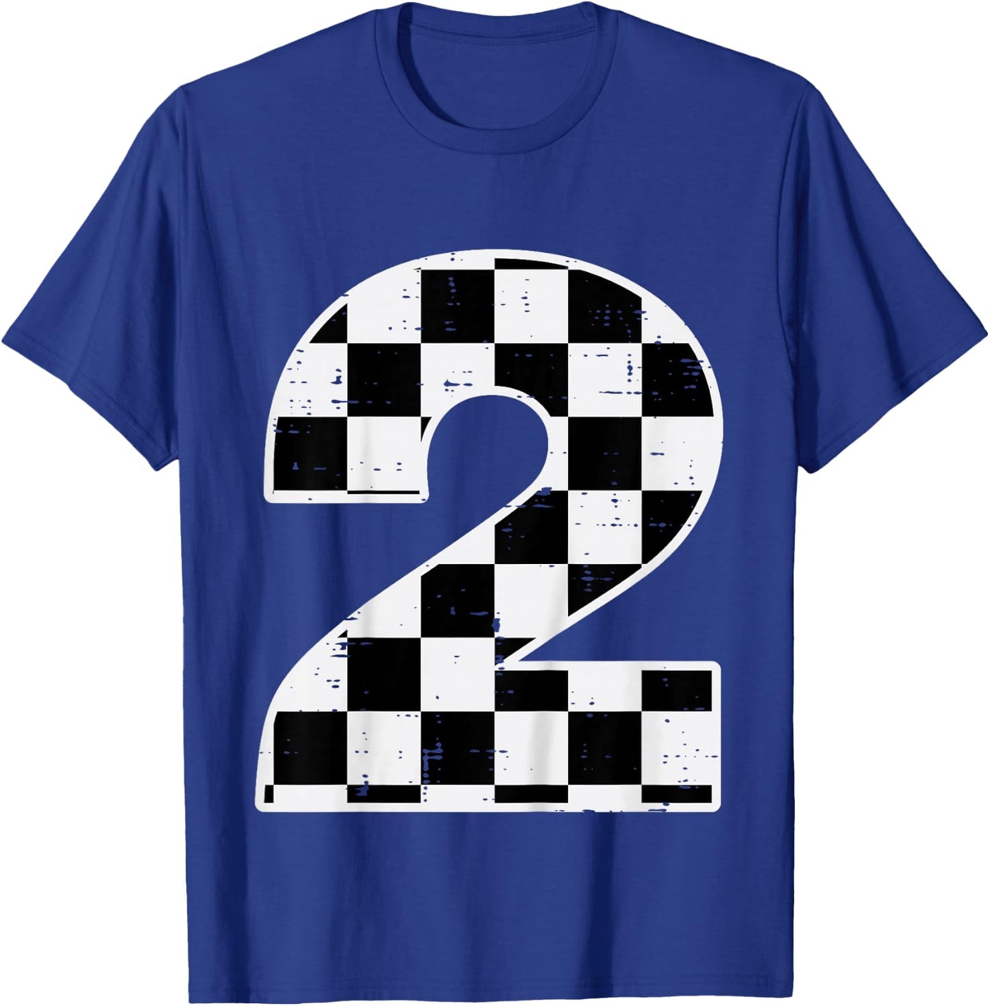Kids 2nd Birthday 2 Checkered Race Flag Bday Party Girls Boys Kid T-Shirt - T-Shirt | Royal