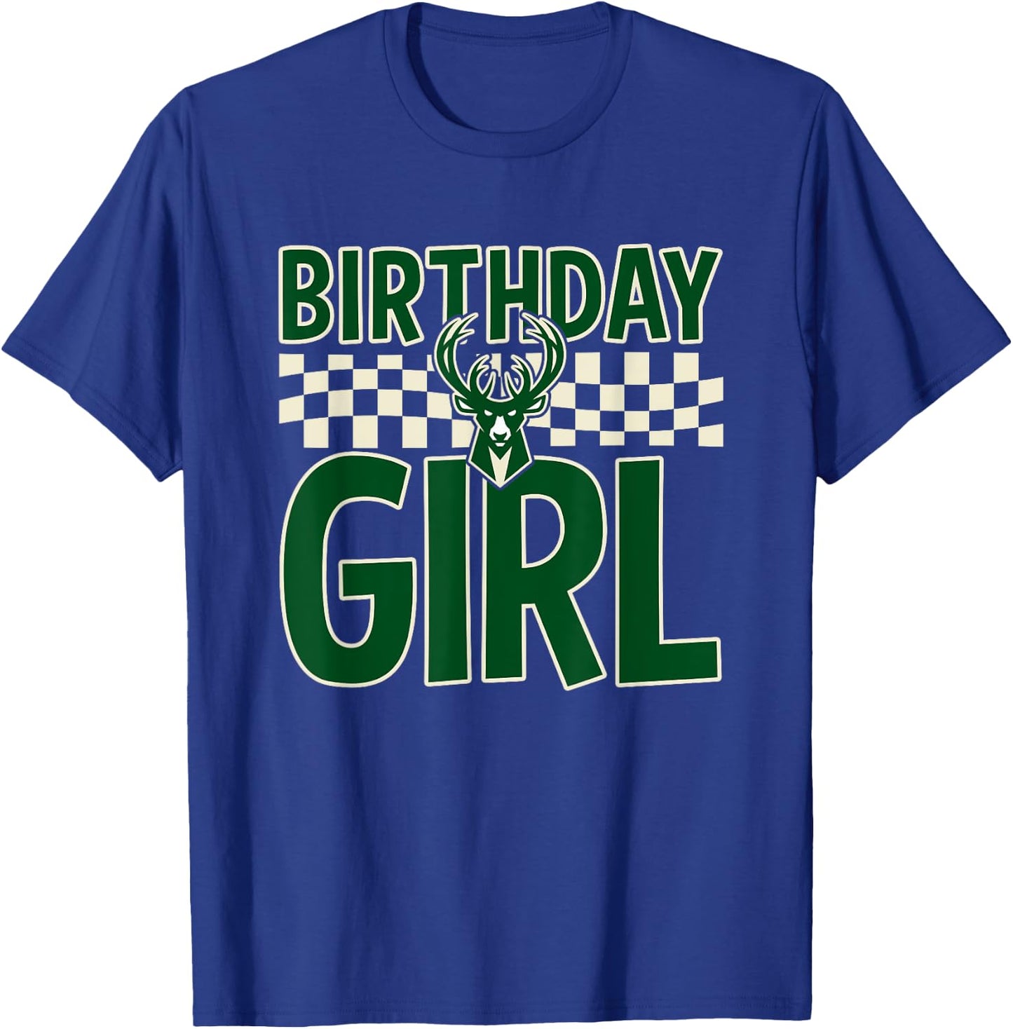 NBA Milwaukee Bucks Birthday Girl Checkered Logo T-Shirt - T-Shirt | Royal
