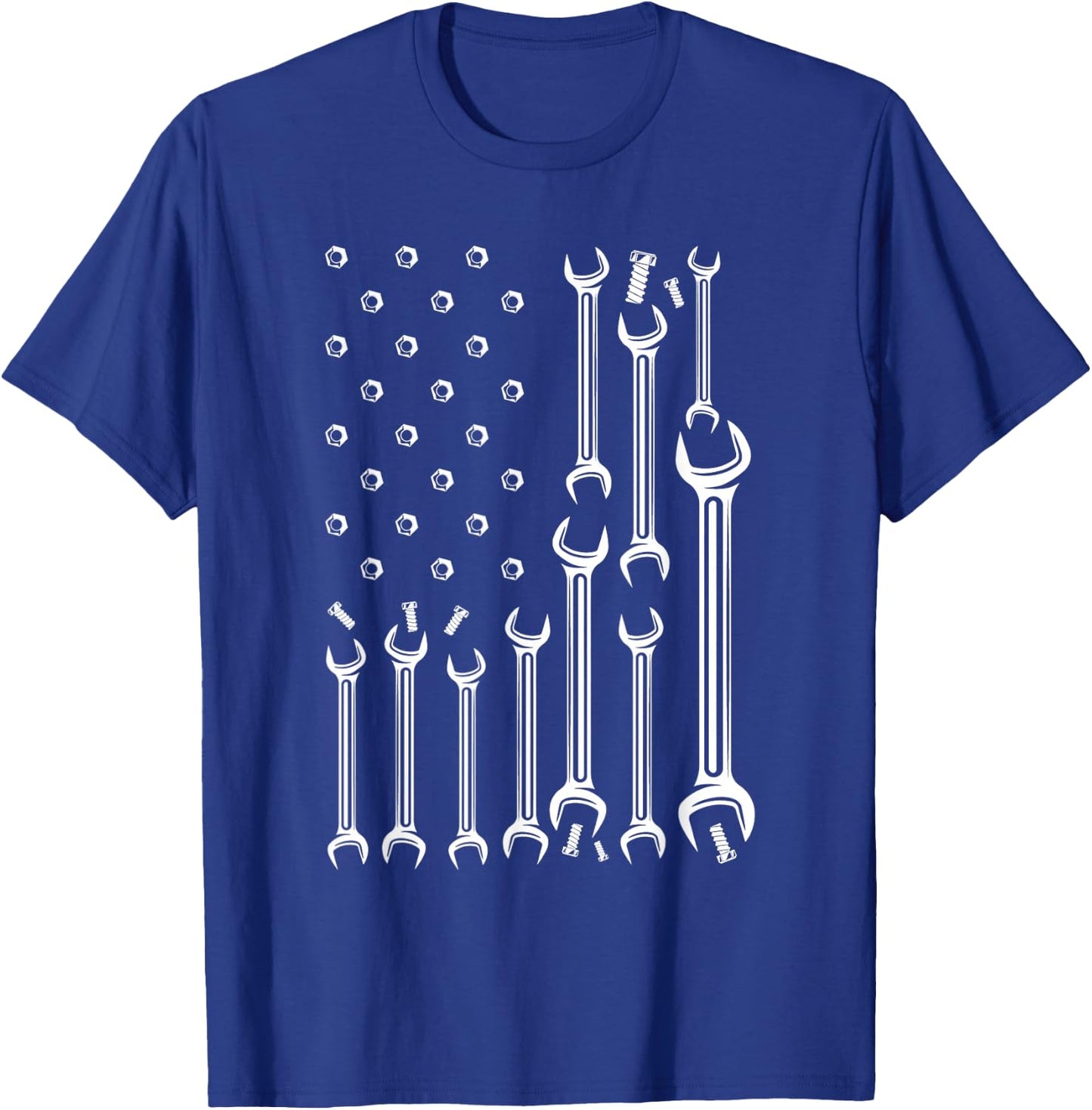 American Flag USA Mechanic Wrenches Tools Gift T-Shirt - T-Shirt | Royal