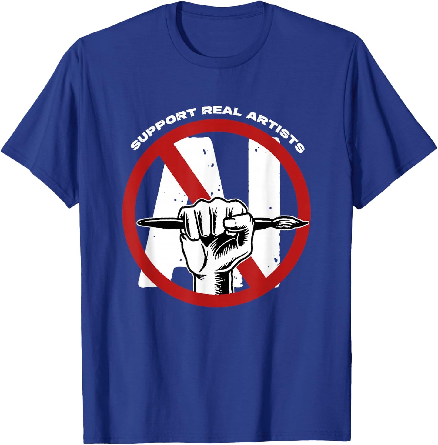 Support Real Artists Anti-AI Generated Images Art Authentic T-Shirt - T-Shirt | Royal