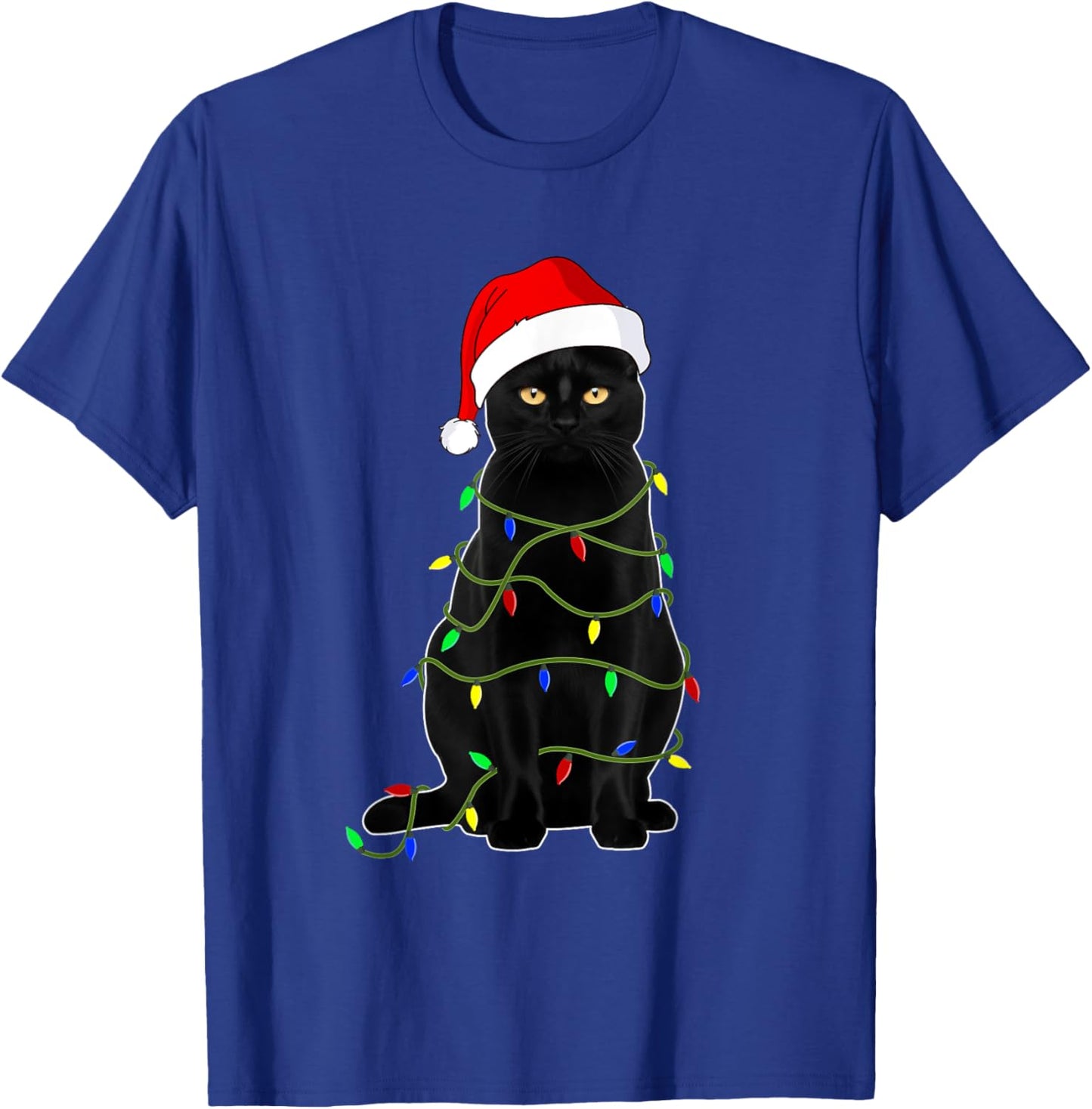 Black Cat Santa Christmas Family Matching Pajamas Xmas Men Women Kids T-Shirt - T-Shirt | Royal