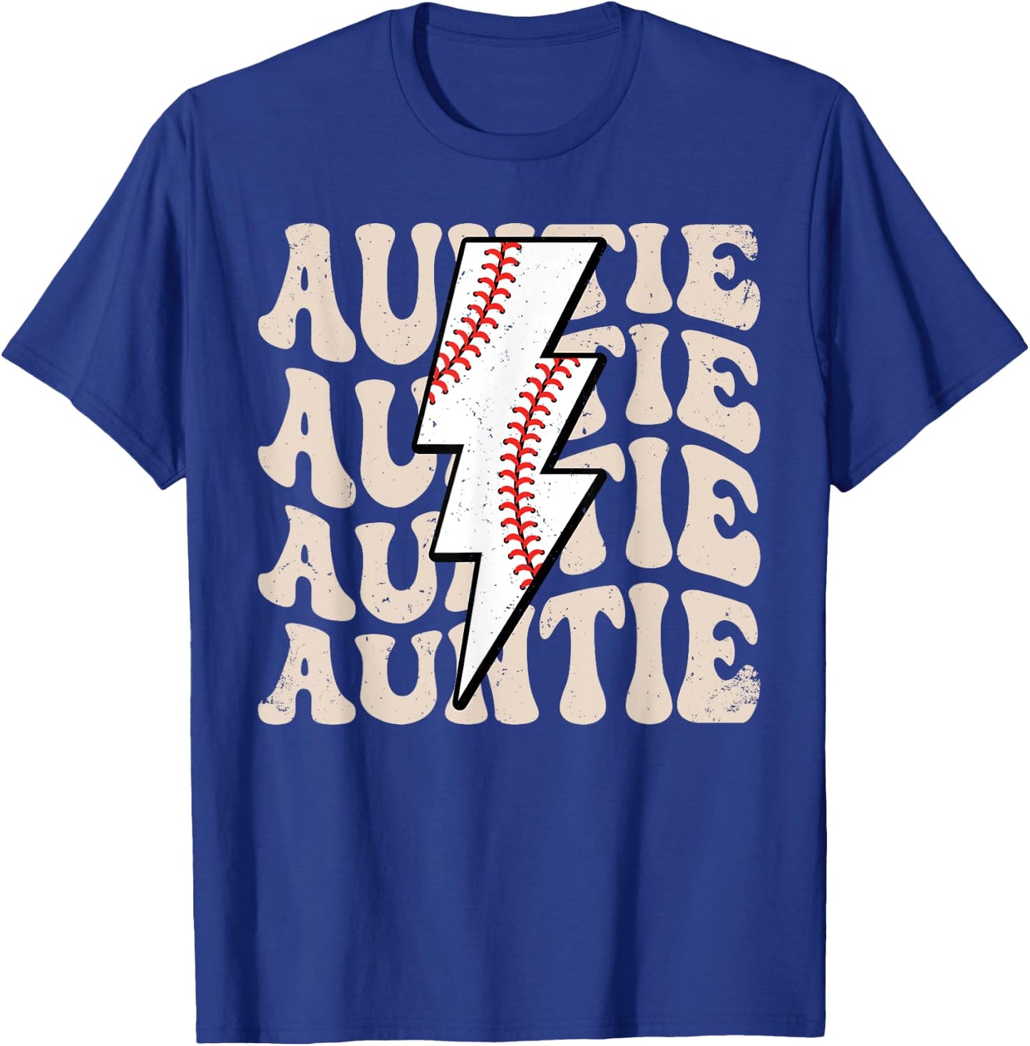 Lightning Groovy Proud Aunt Baseball Auntie Family Matching T-Shirt - T-Shirt | Royal