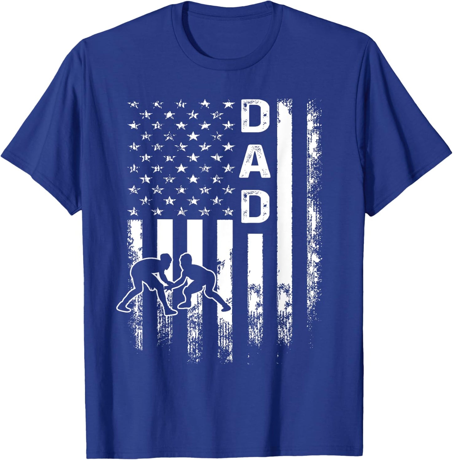 Wrestling Dad American Flag Vintage Christmas Xmas T-Shirt - T-Shirt | Royal