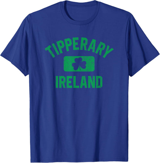 Tipperary Ireland Gym Style Distressed Green Print T-Shirt - T-Shirt | Royal