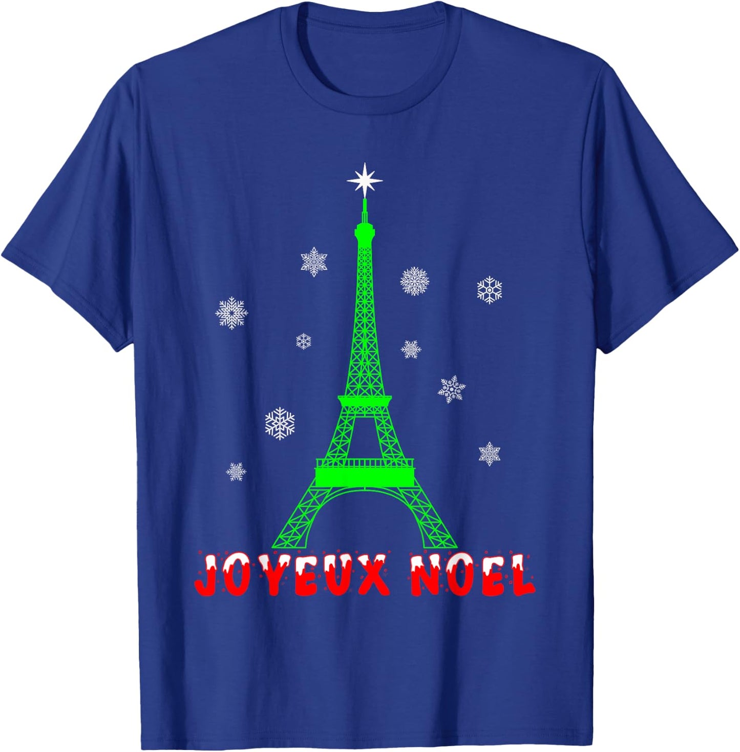 Joyeux Noel French Paris Eiffel Tower Merry Christmas Xmas T-Shirt - T-Shirt | Royal